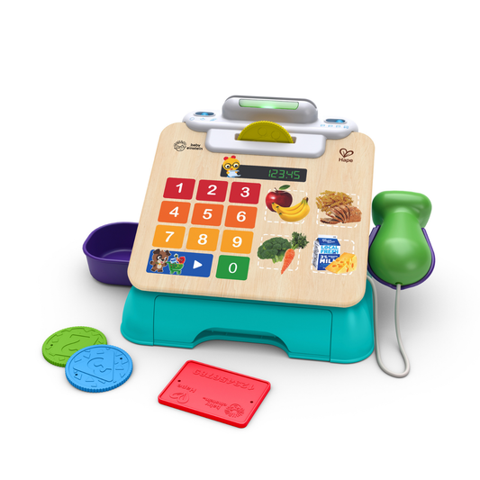 Caja registradora interactiva de madera con magic touch