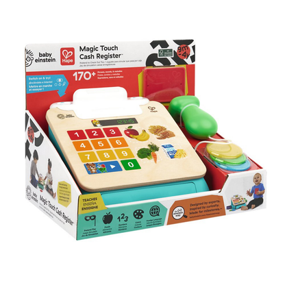 Caja registradora interactiva de madera con magic touch