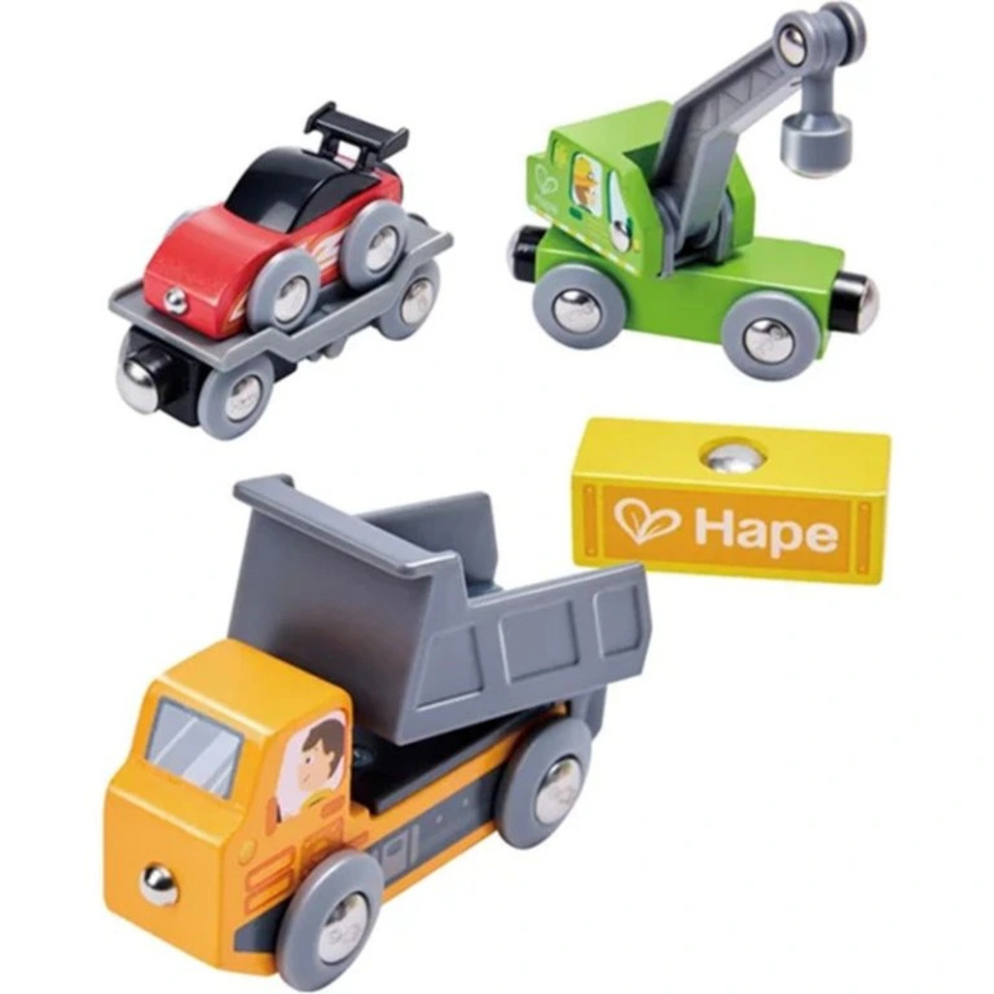 Set de vagones de madera modelo construcción 03 piezas
