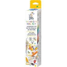 Set de coloreo modelo dinosaurio: Rollo de papel (3 mts) + 12 crayones multicolor