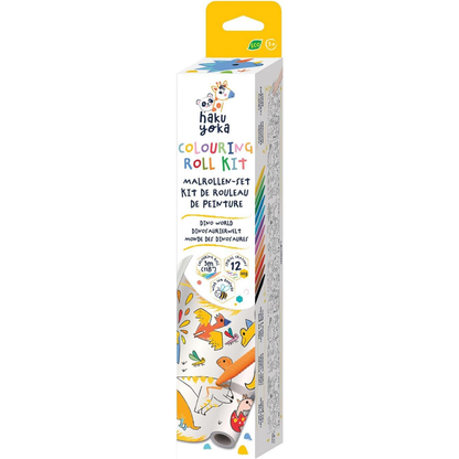 Set de coloreo modelo dinosaurio: Rollo de papel (3 mts) + 12 crayones multicolor