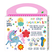 Mi primer set de coloreo modelo unicornio: 35 hojas + 06 crayones multicolor + 30 stickers
