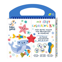 Mi primer set de coloreo modelo animales marinos: 35 hojas + 06 crayones multicolor + 30 stickers
