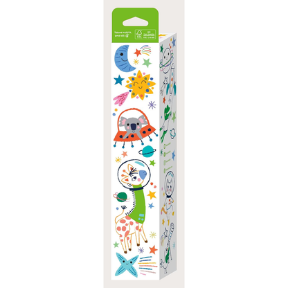 Set de coloreo modelo espacio: Rollo de papel (3 mts) + 12 crayones multicolor