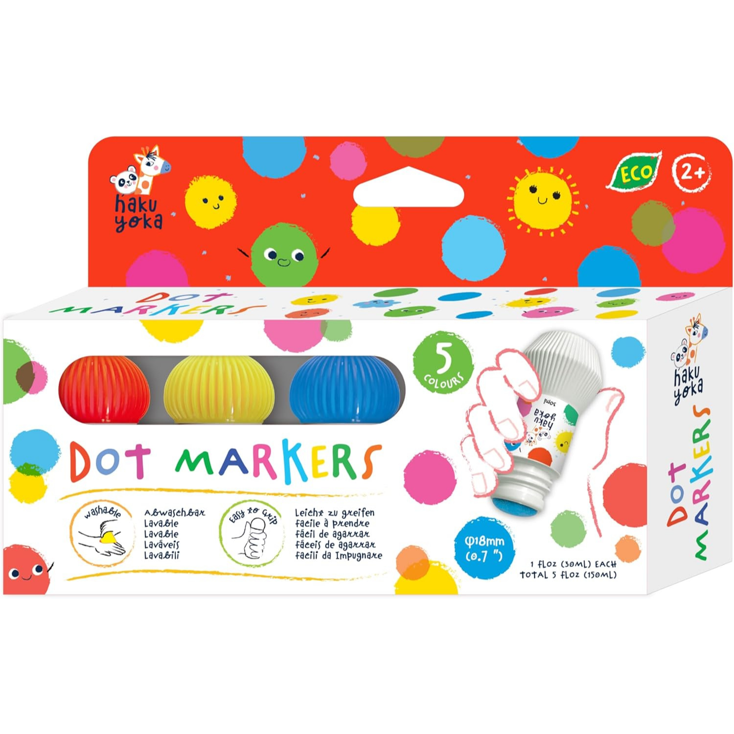 Set de plumones DOT 05 colores primarios