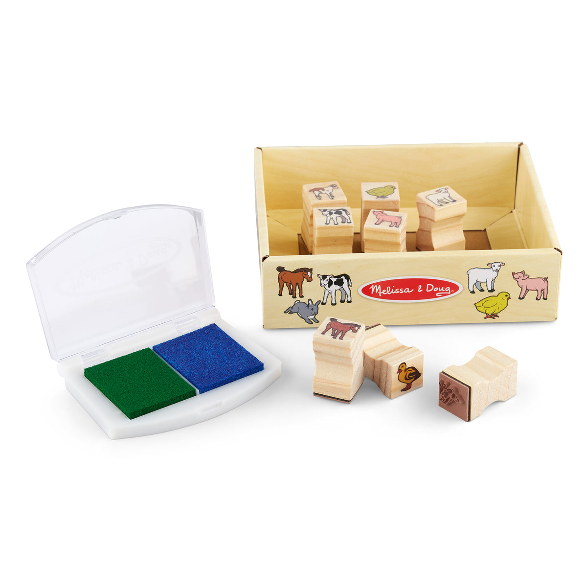 Melissa & Doug Juguete Madera Establo 4 Animales Granja