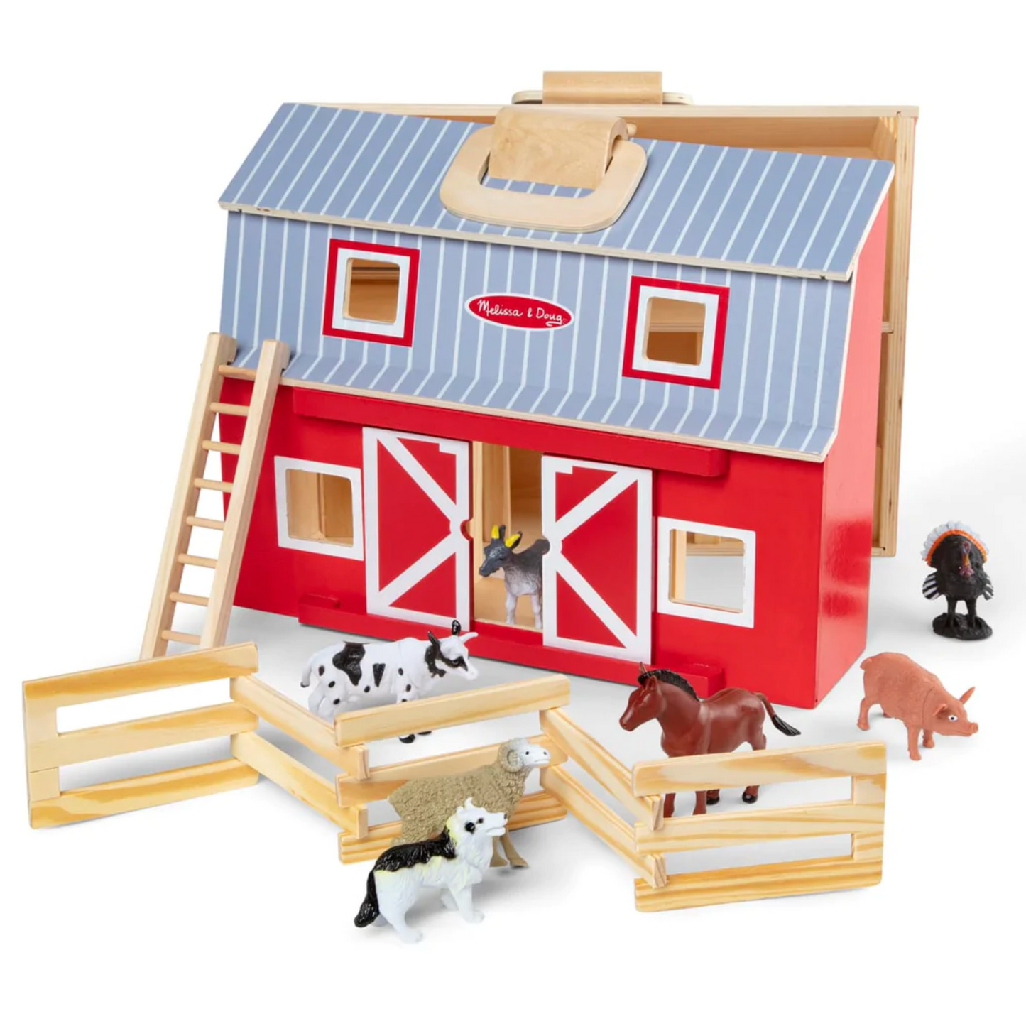 Granja plegable portátil de madera con accesorios