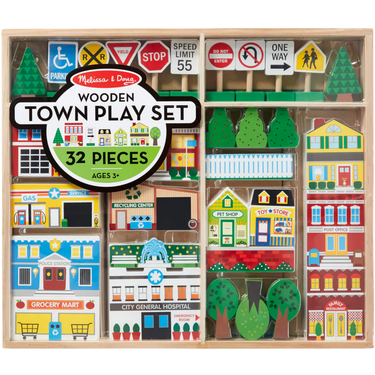 Set de piezas de madera deluxe ciudad y señales