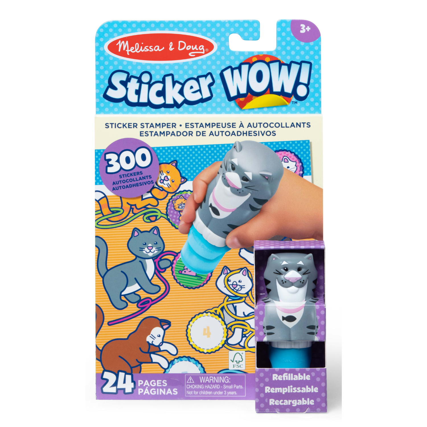 Sticker Wow estampador de 300 stickers modelo gato con cuadernillo