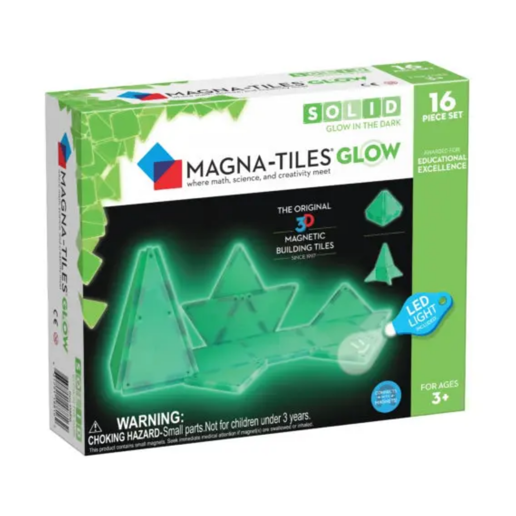 Magna Tiles Set magnético brilla en las oscuridad 16 piezas imantadas