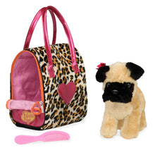 Pucci Pups perro pug con cartera leopardo