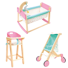 Pack Completo de Muñecas: Silla, Cuna y Coche