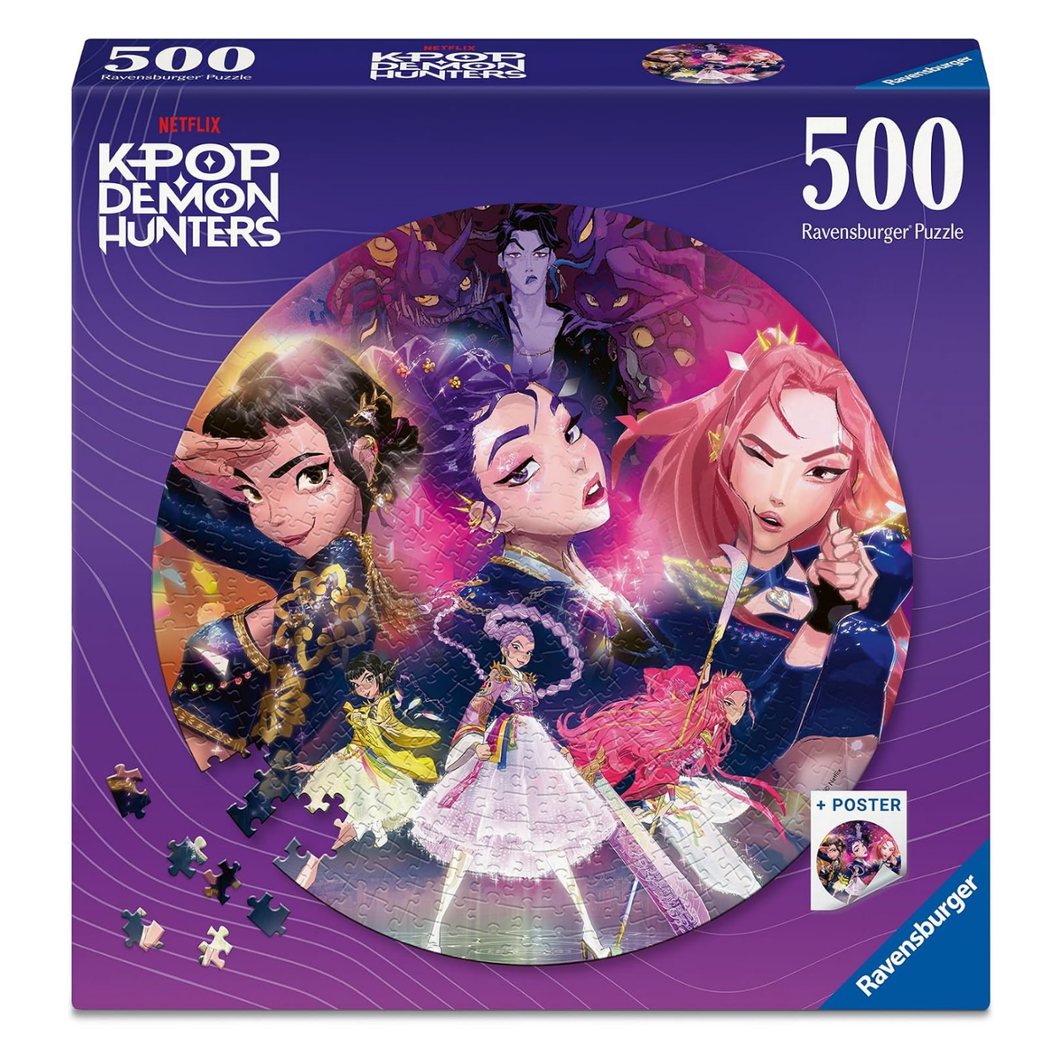Rompecabezas circular 500 piezas Cazadoras KPOP Demon Hunters de Ravensburger