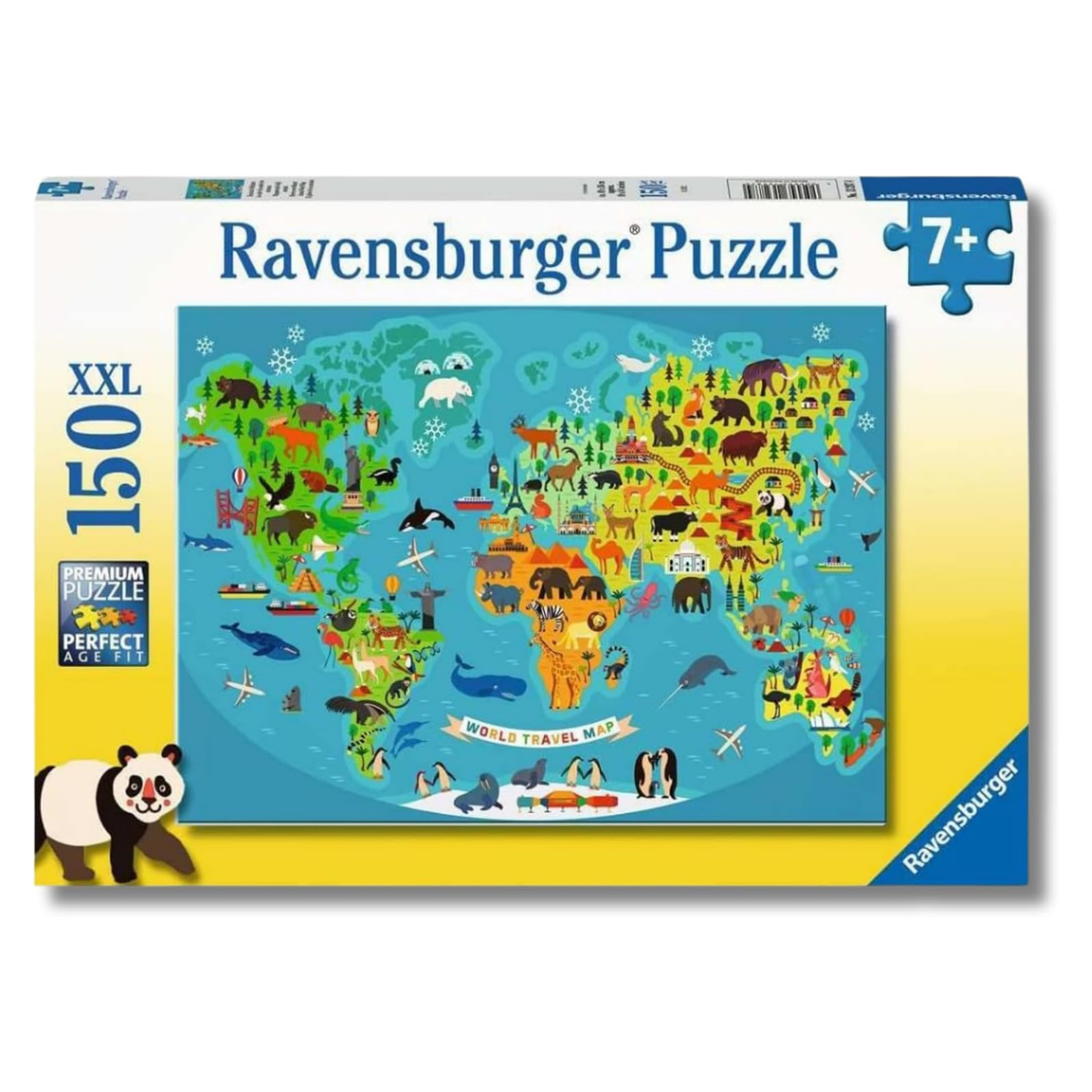 Rompecabezas 150 piezas XXL mapamundi de animales de Ravensburger