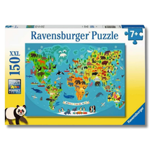 Rompecabezas 150 piezas XXL mapamundi de animales de Ravensburger