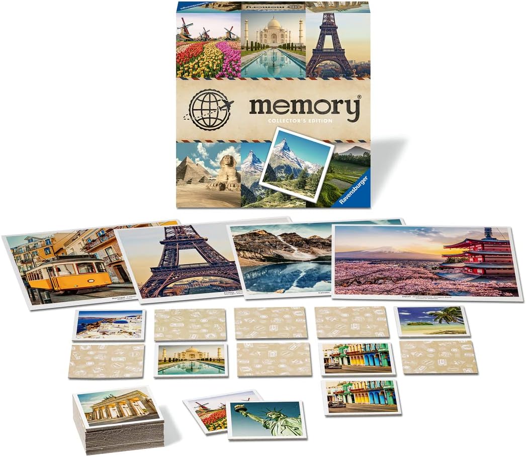 Juego memoria viajes de colección 64 piezas + 16 mini posters