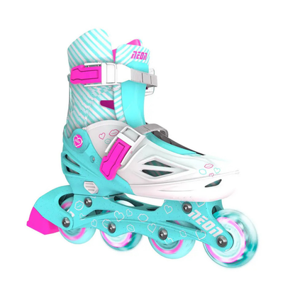 Yvolution patines Neon Combo ajustables (Talla 34-37) con luces LED -  color turquesa y fucsia