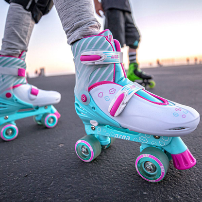 Yvolution patines Neon Combo ajustables (Talla 34-37) con luces LED -  color turquesa y fucsia