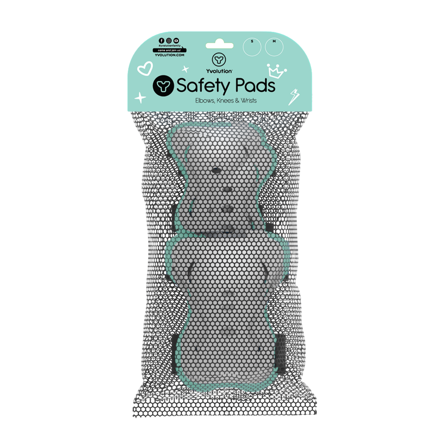 Yvolution set de coderas, rodilleras y muñequeras de seguridad - talla S, color verde