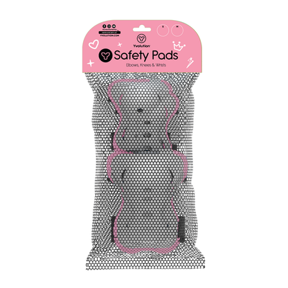 Yvolution set de coderas, rodilleras y muñequeras de seguridad - talla S, color rosa