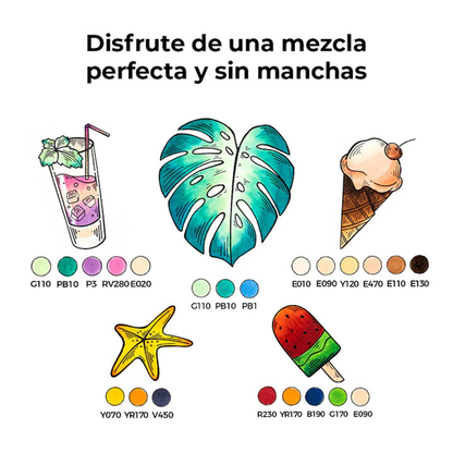 Ohuhu Honolulu: Set de 6 marcadores de alcohol doble punta tonos básicos (Punta pincel + biselada)