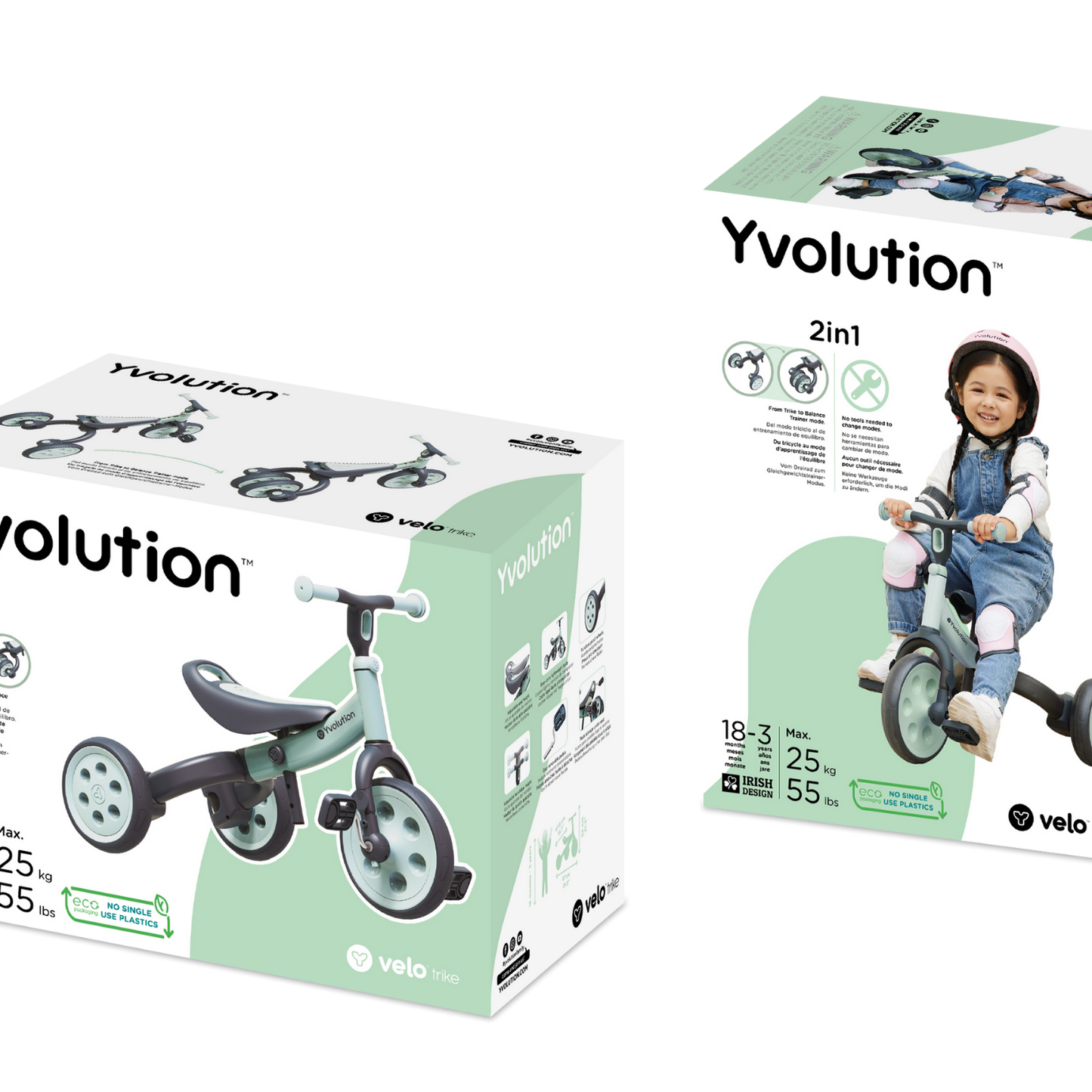 Yvolution triciclo y bicicleta de balance Velo Trike 2 en 1 color verde, 18 meses a 3 años