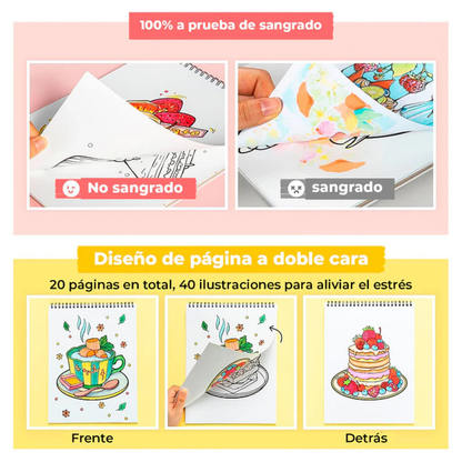 Ohuhu Libro para colorear doble cara a prueba de sangrado modelo Enjoy the sweet moment