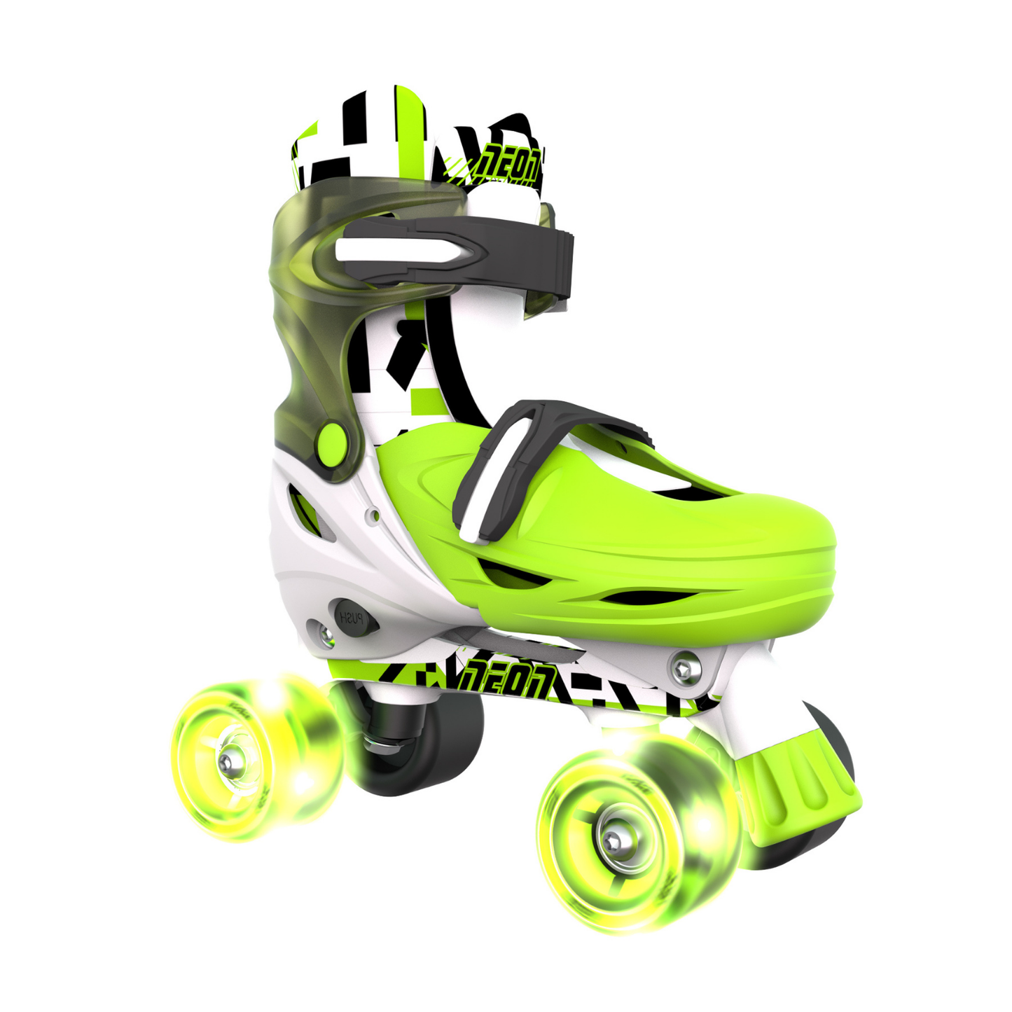 Yvolution patines Neon Combo ajustables (Talla 34-37) con luces LED -  color verde y blanco