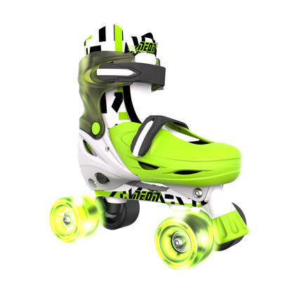 Yvolution patines Neon Combo ajustables (Talla 34-37) con luces LED -  color verde y blanco