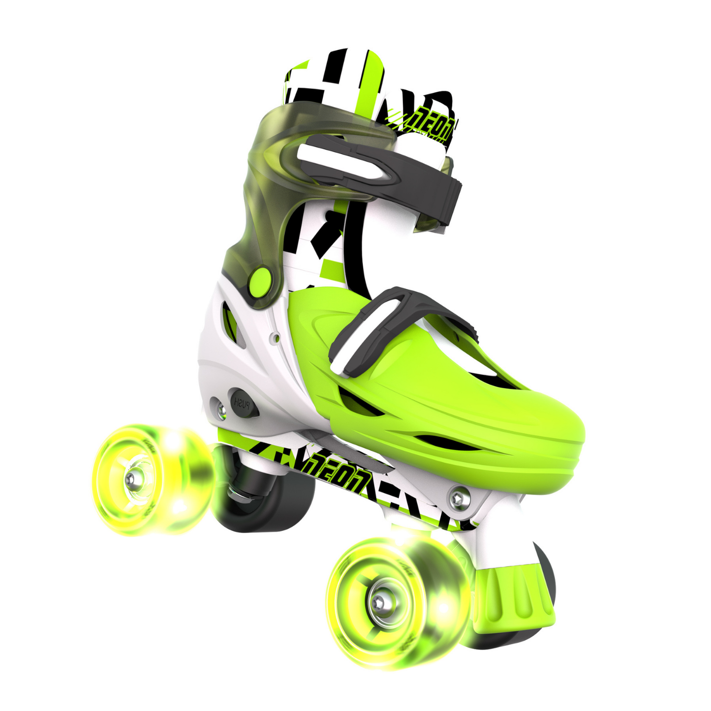Yvolution patines Neon Combo ajustables (Talla 34-37) con luces LED -  color verde y blanco