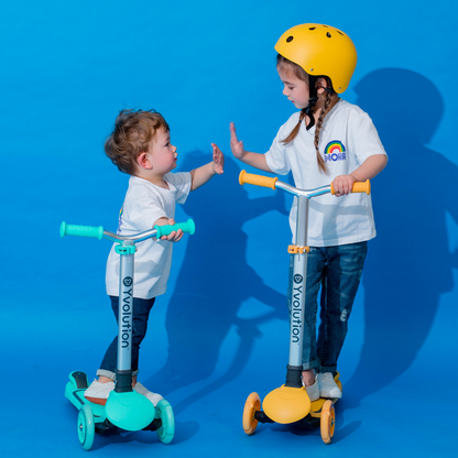 Yvolution scooter plegable YGlider Air verde con luces led, 3 a 8 años