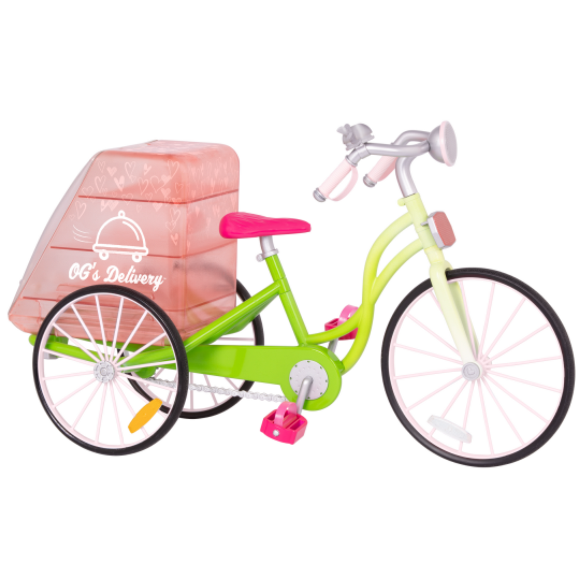 Bicicleta delivery de comida para muñeca
