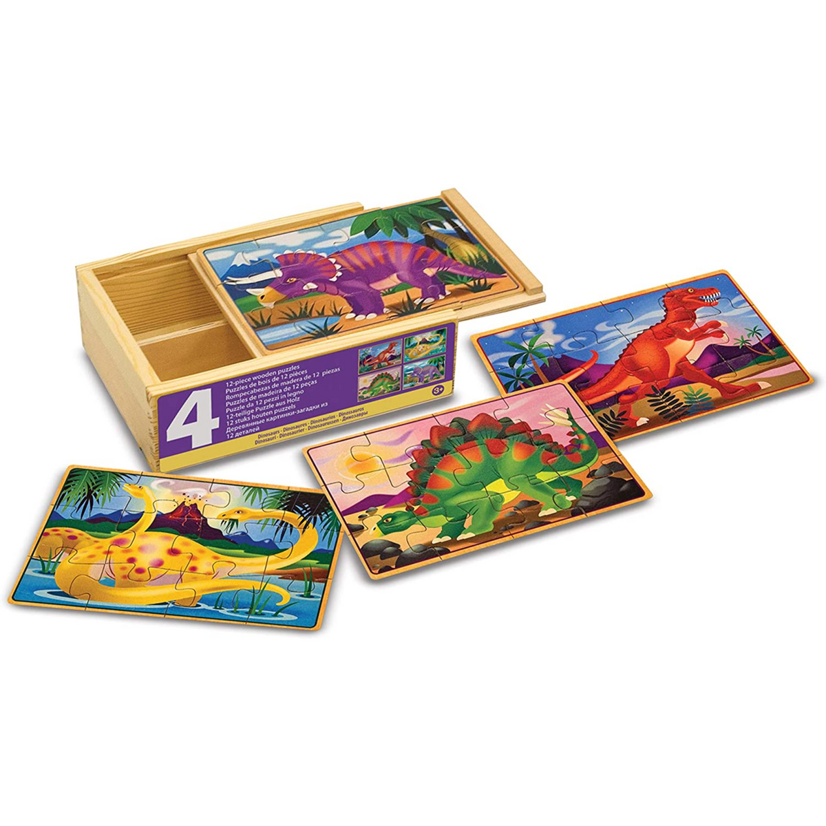 Rompecabezas en caja 48 piezas 4 en 1 dinosaurios