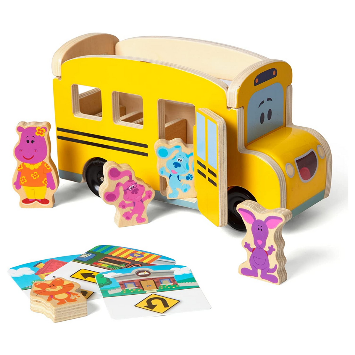  Conjunto de juguete de bus de madera de vuelta a clases con 8  figuras de personajes, 7 estudiantes, 1 chofer de bus por Imagination  Generation : Juguetes y Juegos