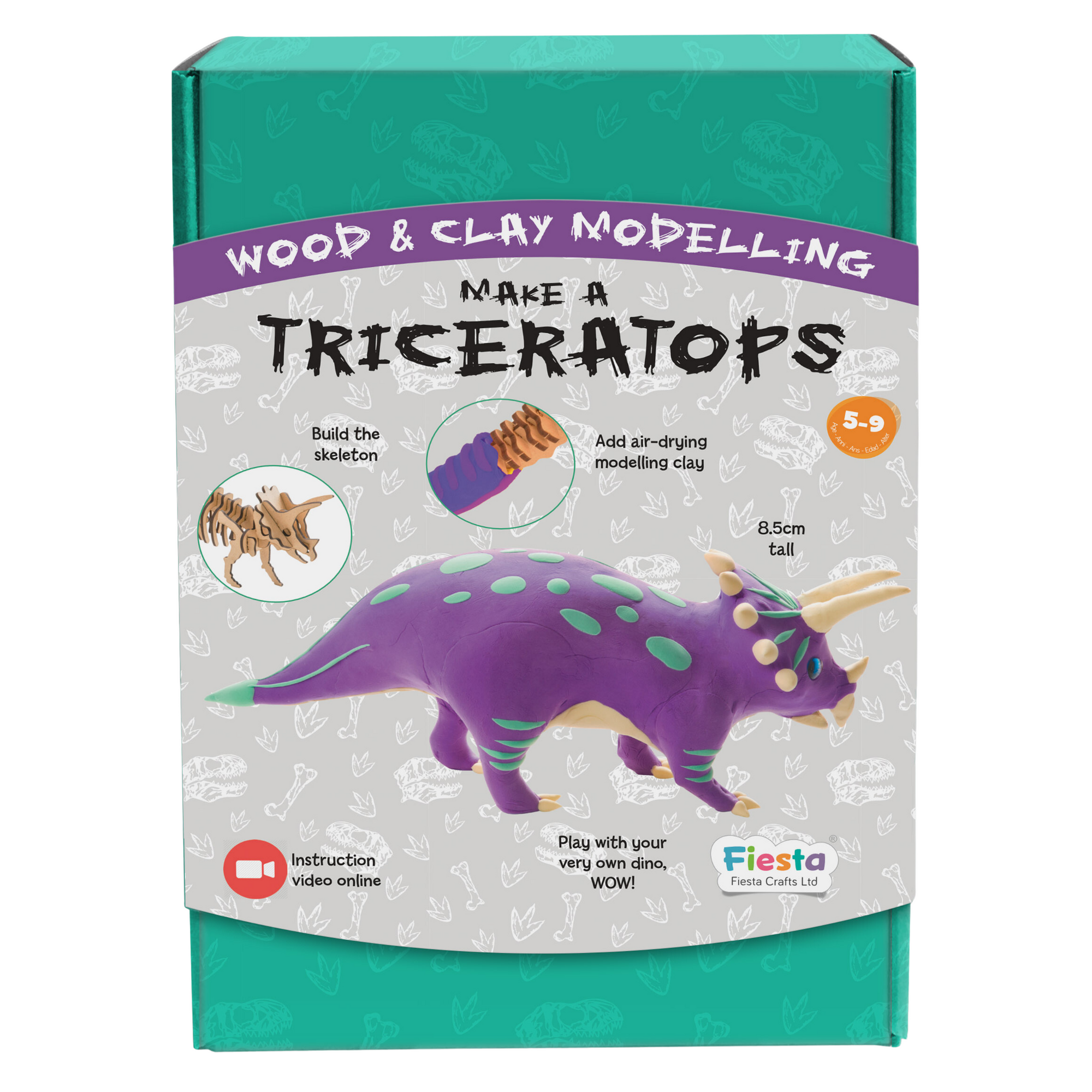 Dinosaurio Triceratops para armar y decorar con plastilina DYO